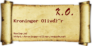 Kroninger Olivér névjegykártya